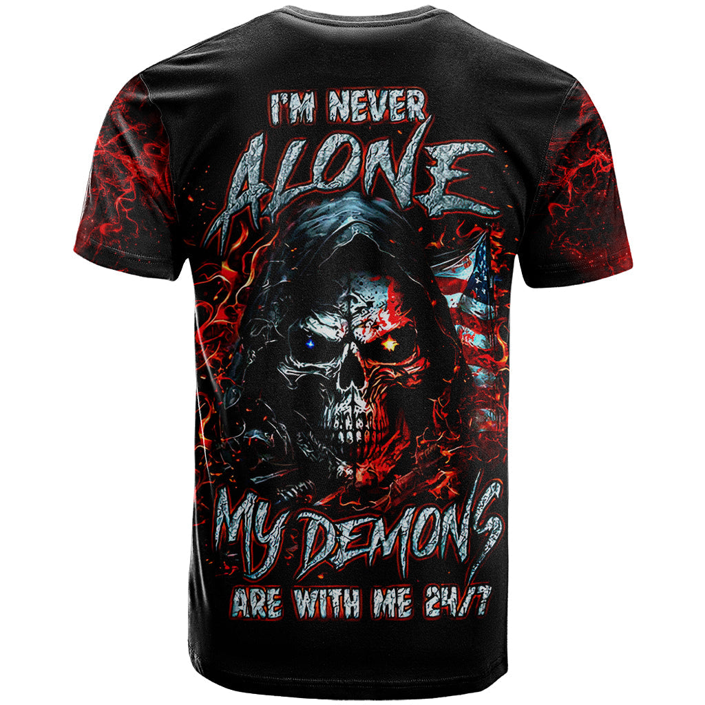 Blood Skull T-Shirt I Never Alone My Demon With Me 24/7 Graphic Tee