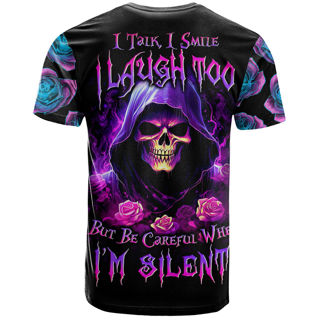 Purple Skull T-Shirt I Talk I Smile But Be Carefull When I SIlent Graphic Tee