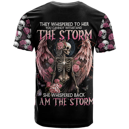 Angel Skull T-Shirt She Whispered Back Iam The Storm Graphic Tee