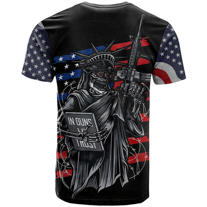 American Skull T-Shirt In Gun We Trust Graphic Tee