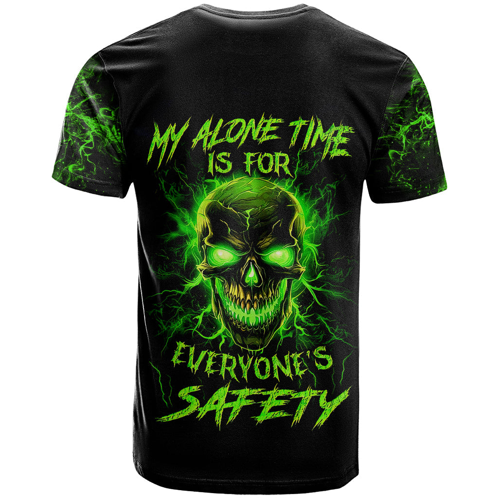 Flame Skull T-Shirt My Alone TIme Is For Everyone Safe Graphic Tee