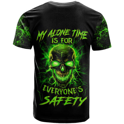 Flame Skull T-Shirt My Alone TIme Is For Everyone Safe Graphic Tee