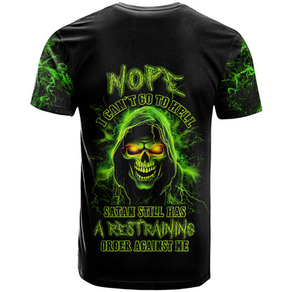 Thunder Skull T-Shirt Satan Still Has A Restrainning Order Against Me Graphic Tee