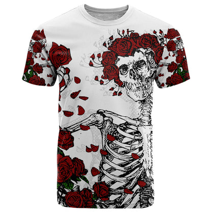 Rose Skull T-Shirt Rose Skull Day Of The Dead Graphic Tee