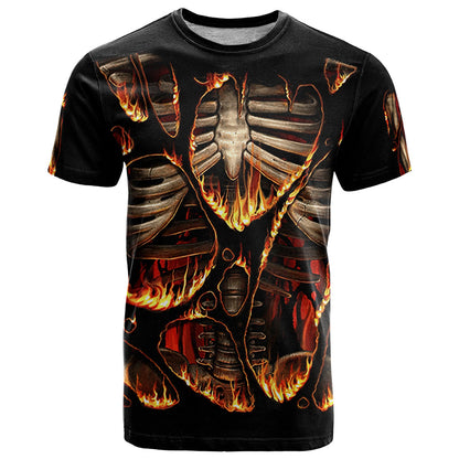 Flame Skull T-Shirt Flame Skeleton Inside My Body Graphic Tee