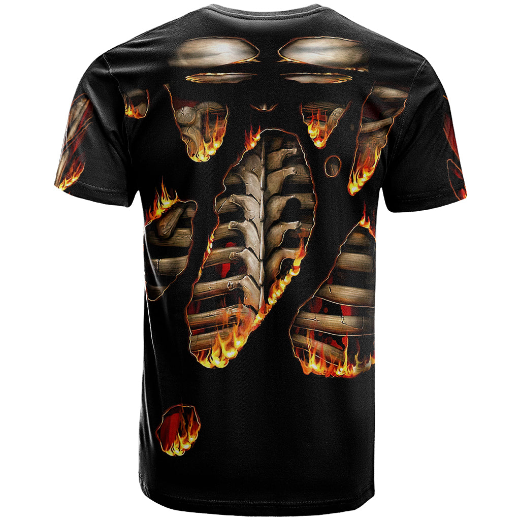 Flame Skull T-Shirt Flame Skeleton Inside My Body Graphic Tee
