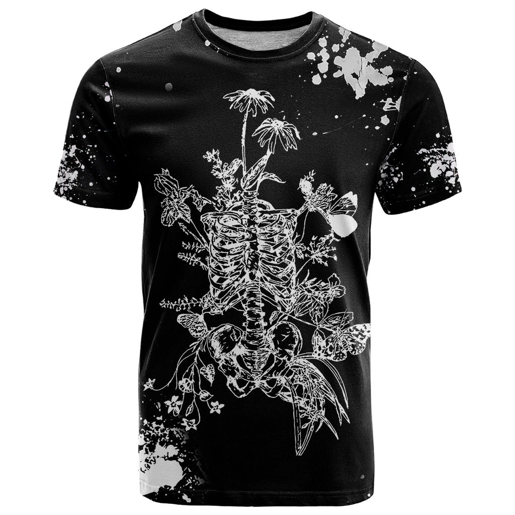 Rose Skull T-Shirt White Rose Skull Day Of The Dead Graphic Tee