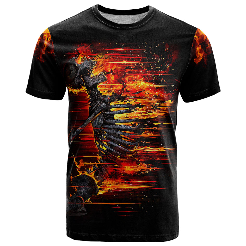 Fire Skull T-Shirt Dead Fire Skeleton Scream Graphic Tee