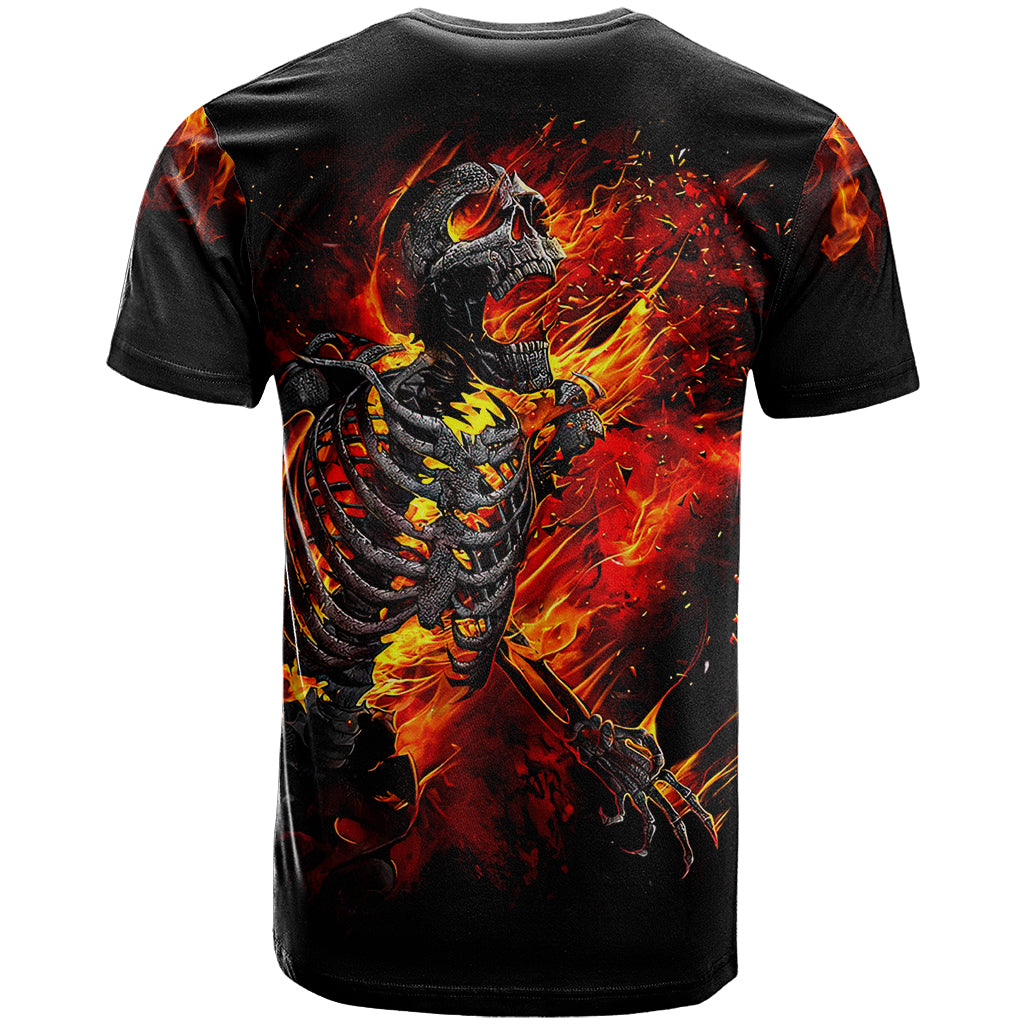 Fire Skull T-Shirt Dead Fire Skeleton Scream Graphic Tee