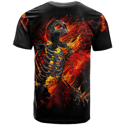 Fire Skull T-Shirt Dead Fire Skeleton Scream Graphic Tee
