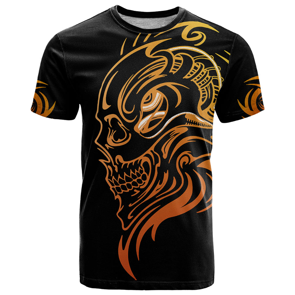 Tattoo Skull T-Shirt Golden Skull Face Tattoo Graphic Tee