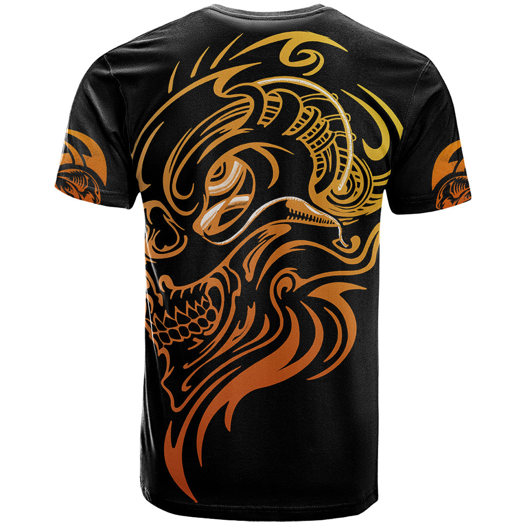 Tattoo Skull T-Shirt Golden Skull Face Tattoo Graphic Tee