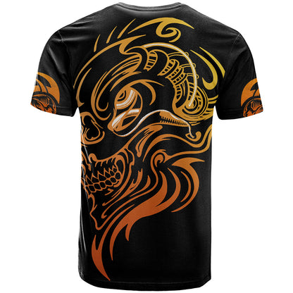 Tattoo Skull T-Shirt Golden Skull Face Tattoo Graphic Tee