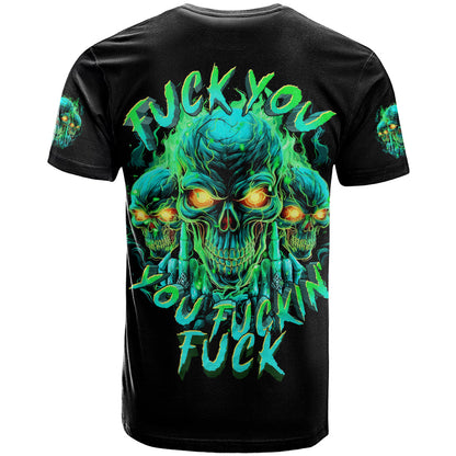 Flame Skull T-Shirt Fuck You You Fuckin Fuck Graphic Tee