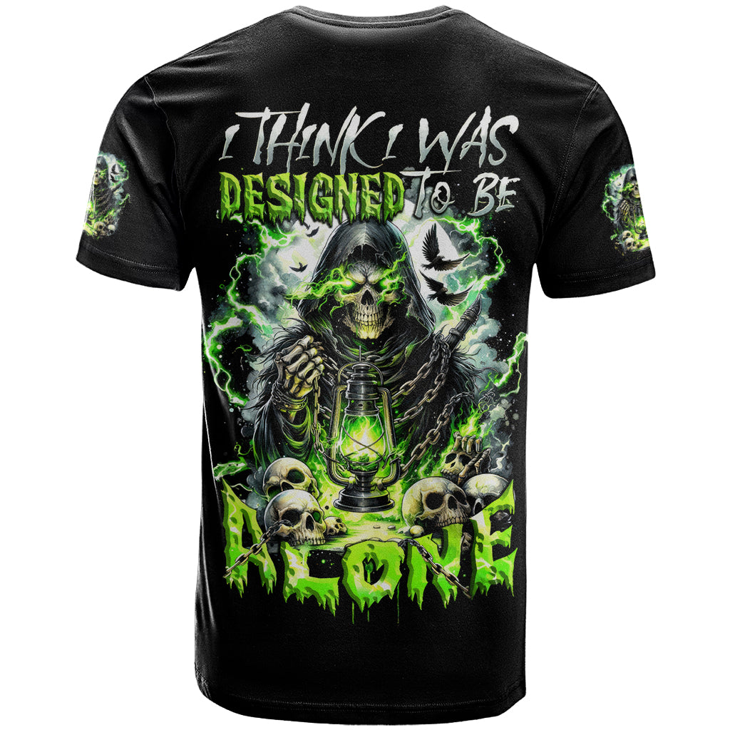 Reaper Skull T-Shirt I Think I Was Designed To Be Alone Graphic Tee