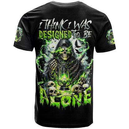 Reaper Skull T-Shirt I Think I Was Designed To Be Alone Graphic Tee