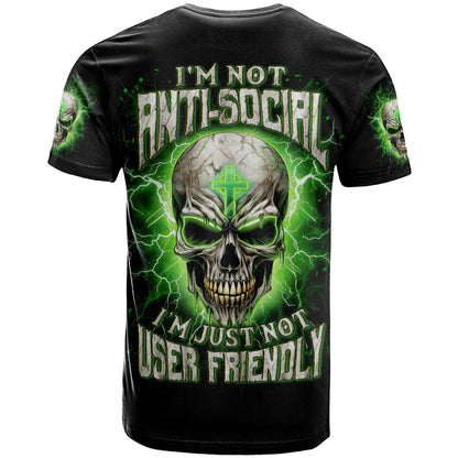 Thunder Skull T-Shirt I'm Not Anti-Social I Must Not User Friendly Graphic Tee
