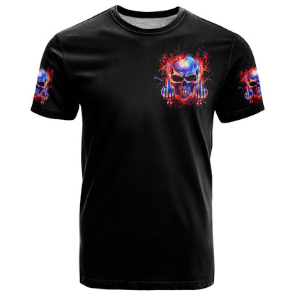 Flame Skull T-Shirt My Give A Fuck Is Broken But My Go Fuck Yourself Is Fully Functional Graphic Tee