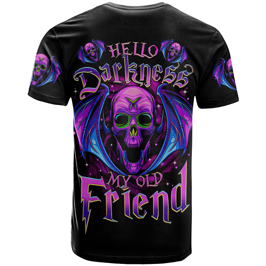Bat Skull T-Shirt Bat Skull Hello Darkness My Old Friend Graphic Tee