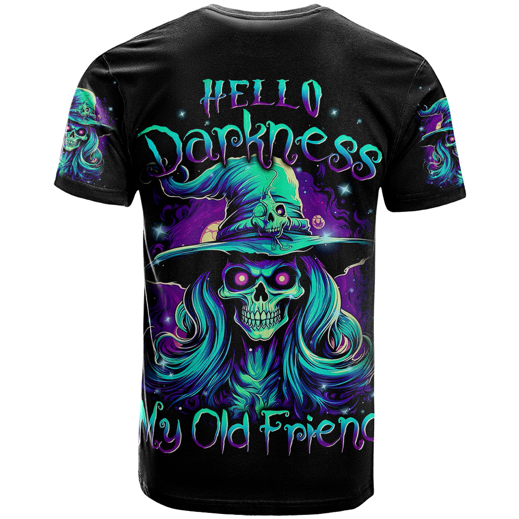 Witch Skull T-Shirt Skull Witch Hello Darkness My Old Friend Graphic Tee