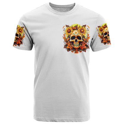Sunflower Skull T-Shirt Sunflower I'm Blunt Because God Rolled Me That Way Graphic Tee
