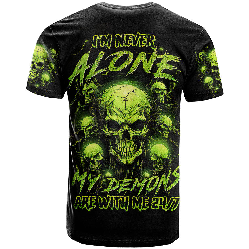 Thunder Skull T-Shirt Thunder Skull I Never Alone My Demon With Me 24/7 Graphic Tee