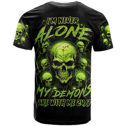 Thunder Skull T-Shirt Thunder Skull I Never Alone My Demon With Me 24/7 Graphic Tee