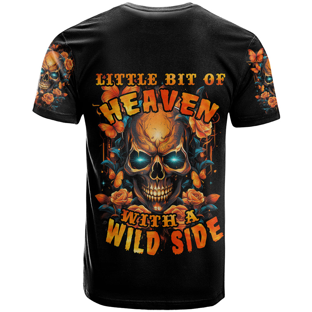 Flower Skull T-Shirt Litte Bit Of Heaven With A Wild Side Graphic Tee