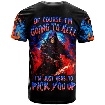 Death Skull T-Shirt Of Course I'm Going To Hell Graphic Tee