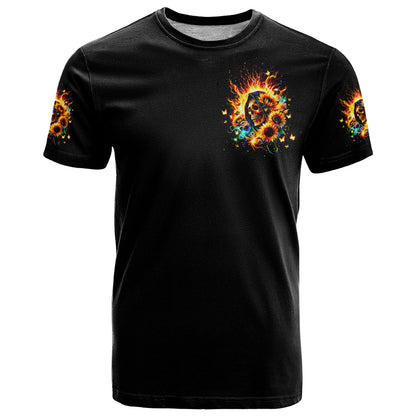 Sunflower Skull T-Shirt She Is Sunshine Mixed With A Little Hurricane Graphic Tee