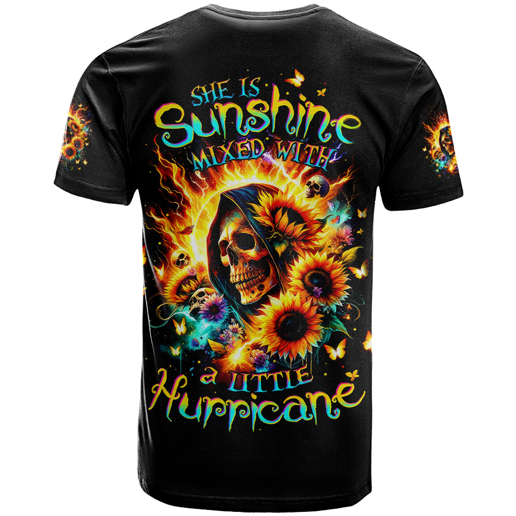 Sunflower Skull T-Shirt She Is Sunshine Mixed With A Little Hurricane Graphic Tee