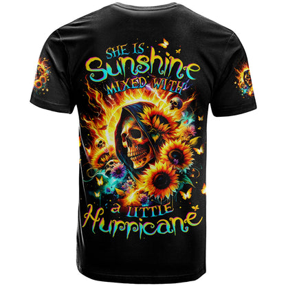 Sunflower Skull T-Shirt She Is Sunshine Mixed With A Little Hurricane Graphic Tee