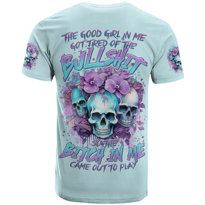 Flower Skull Angel T-Shirt The Good Girl In Me Got Tired Of The Bullshit Graphic Tee