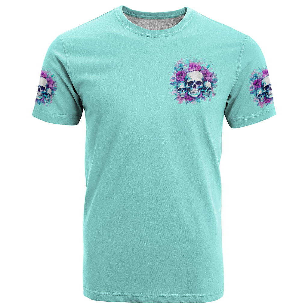 Flower Skull Angel T-Shirt Stuck Between IDK IDC and IDGAF Graphic Tee