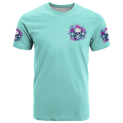 Flower Skull Angel T-Shirt Stuck Between IDK IDC and IDGAF Graphic Tee