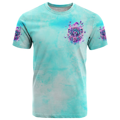 Flower Skull Angel T-Shirt Stuck Between IDK IDC and IDGAF Graphic Tee