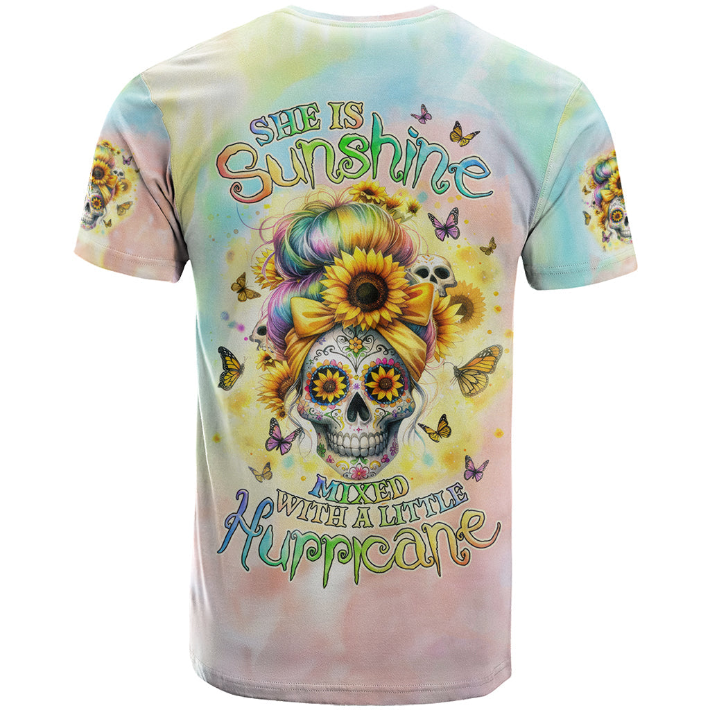 Sunflower Skull T-Shirt She Is Sunshine Mixed With A Little Hurricane Graphic Tee