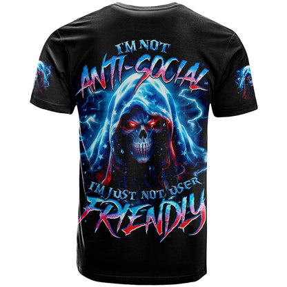 Thunder Skull T-Shirt I'm Not Anti Social I'm Just Not User Friendly Graphic Tee