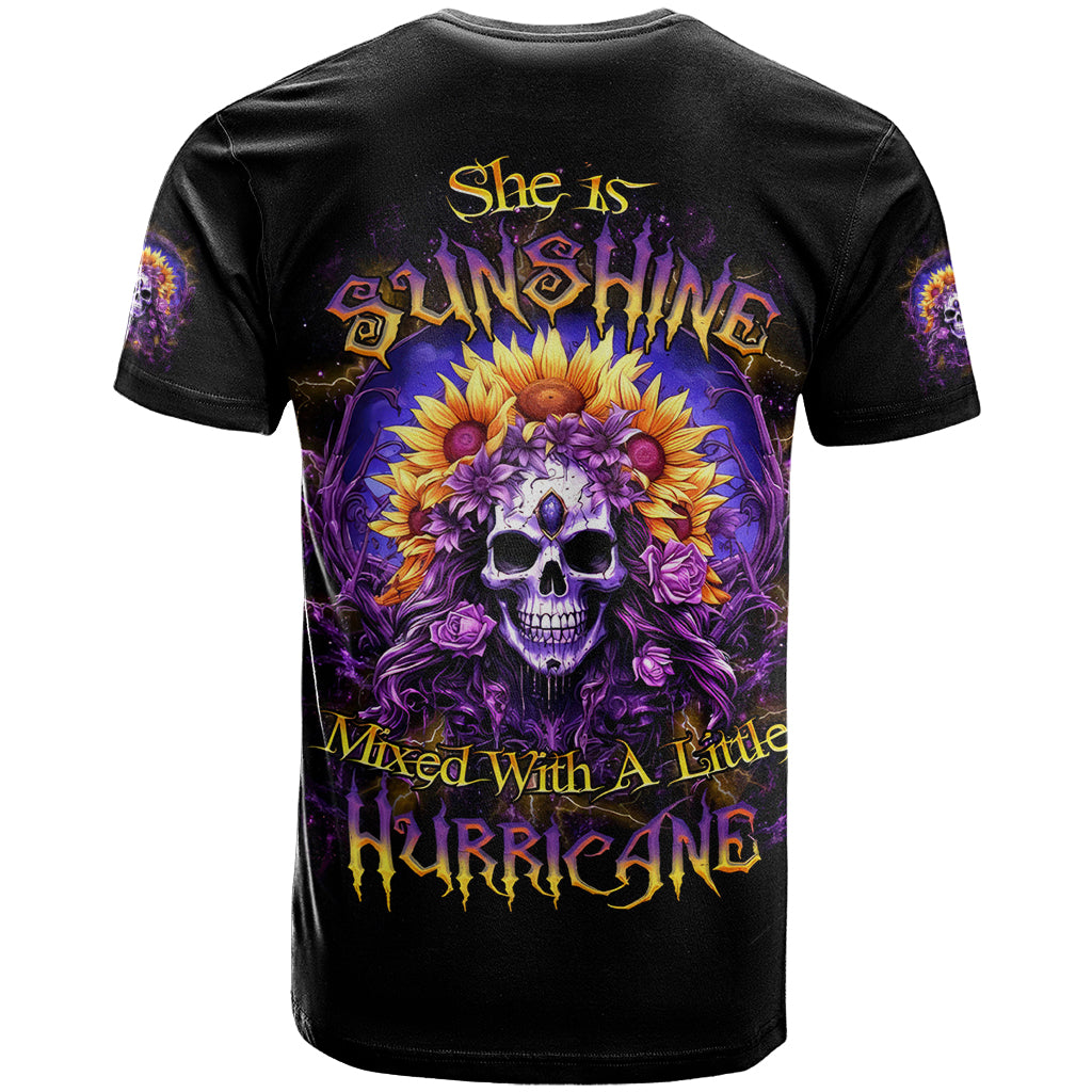 Sunflower Skull T-Shirt She Is Sunshine Mixed With A Little Hurricane Graphic Tee