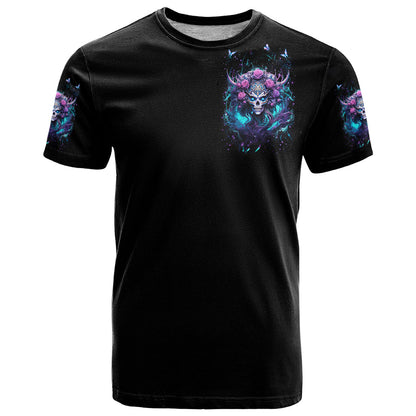 Rose Skull T-Shirt I'm Never Alone My Demons Are With Me 24/7 Graphic Tee