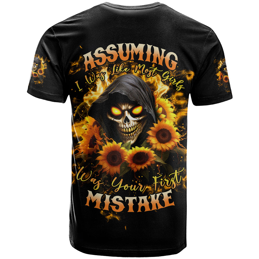 Sunflower Skull T-Shirt Assuming I Was Like Most Girls Was Your First Mistake Graphic Tee