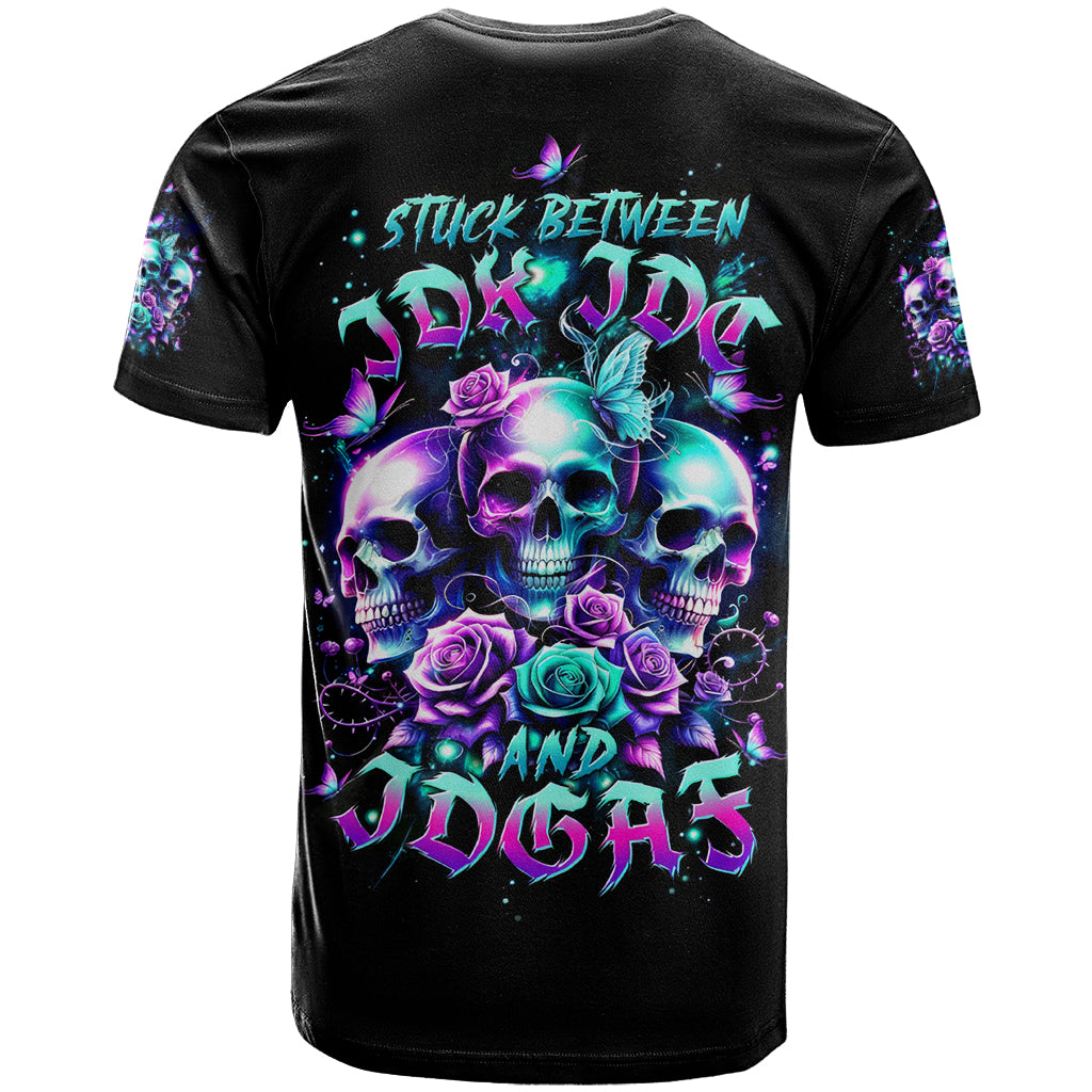 Rose Skull T-Shirt Stuck Between IDK IDC And IDGAF Graphic Tee