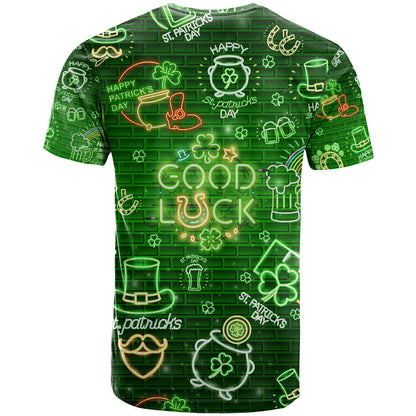 Ireland St Patrick's Day T-Shirt Symbols Neon Graphic Tee