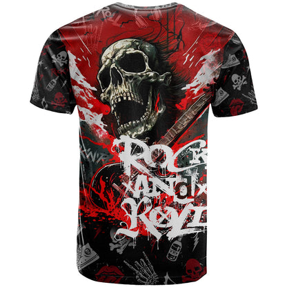 Rock And Roll Skull Forever T-Shirt Graphic Tee