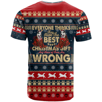Merry Wet Nosemas T-Shirt Christmas Husky Graphic Tee