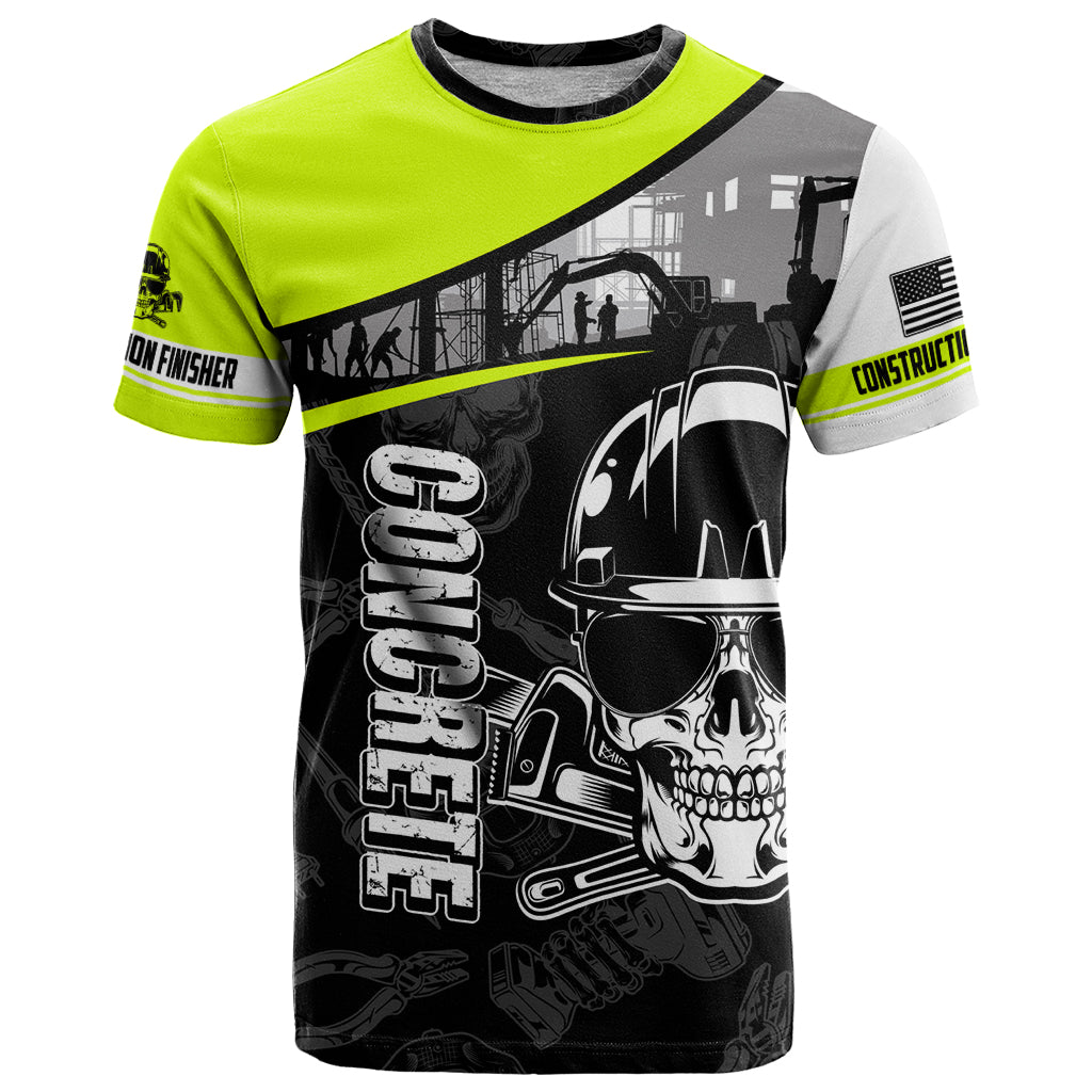 Concrete Finisher Skull on Site T-Shirt Graphic Tee