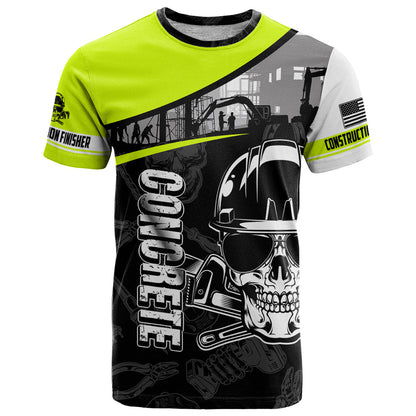 Concrete Finisher Skull on Site T-Shirt Graphic Tee