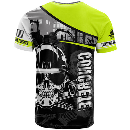 Concrete Finisher Skull on Site T-Shirt Graphic Tee