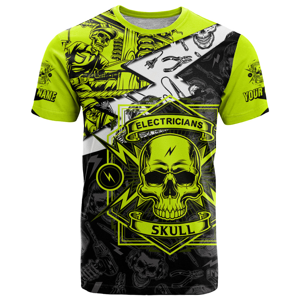 Personalised Electricians Skull T-Shirt Graphic Tee