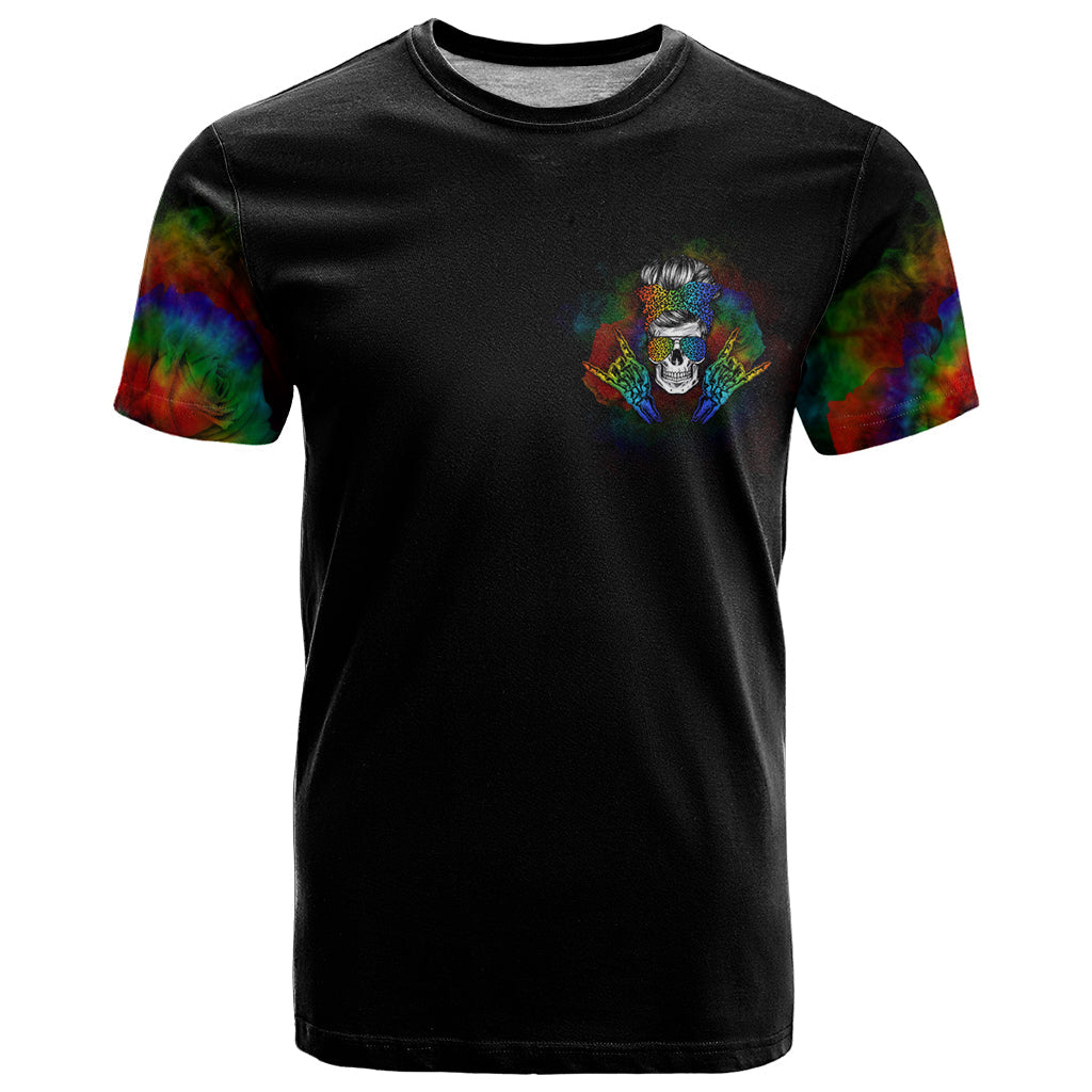 LGBT Rockin The Rainbow Life Skull T-Shirt Graphic Tee